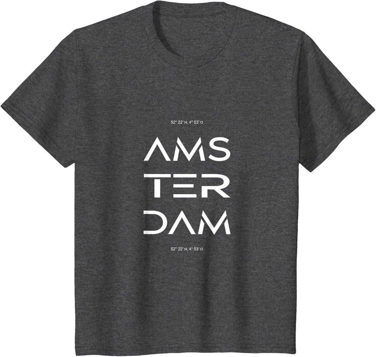 Amsterdam Minimalist Typography in Urban City Design T-Shirt - Dark Heather Grey