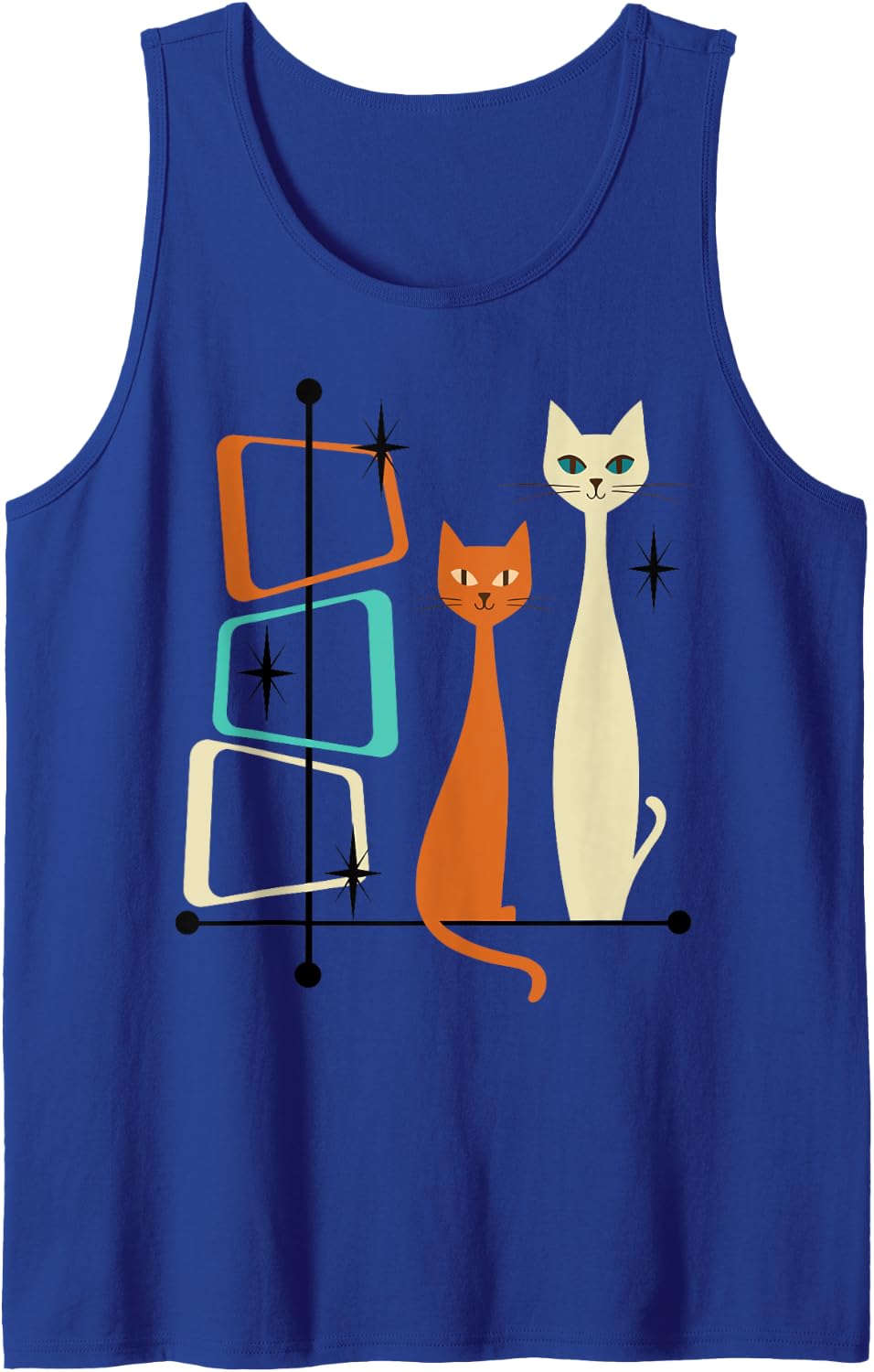 Retro Mid-Century Modern Cats 50s 60s Style Tank Top - Royal Blue