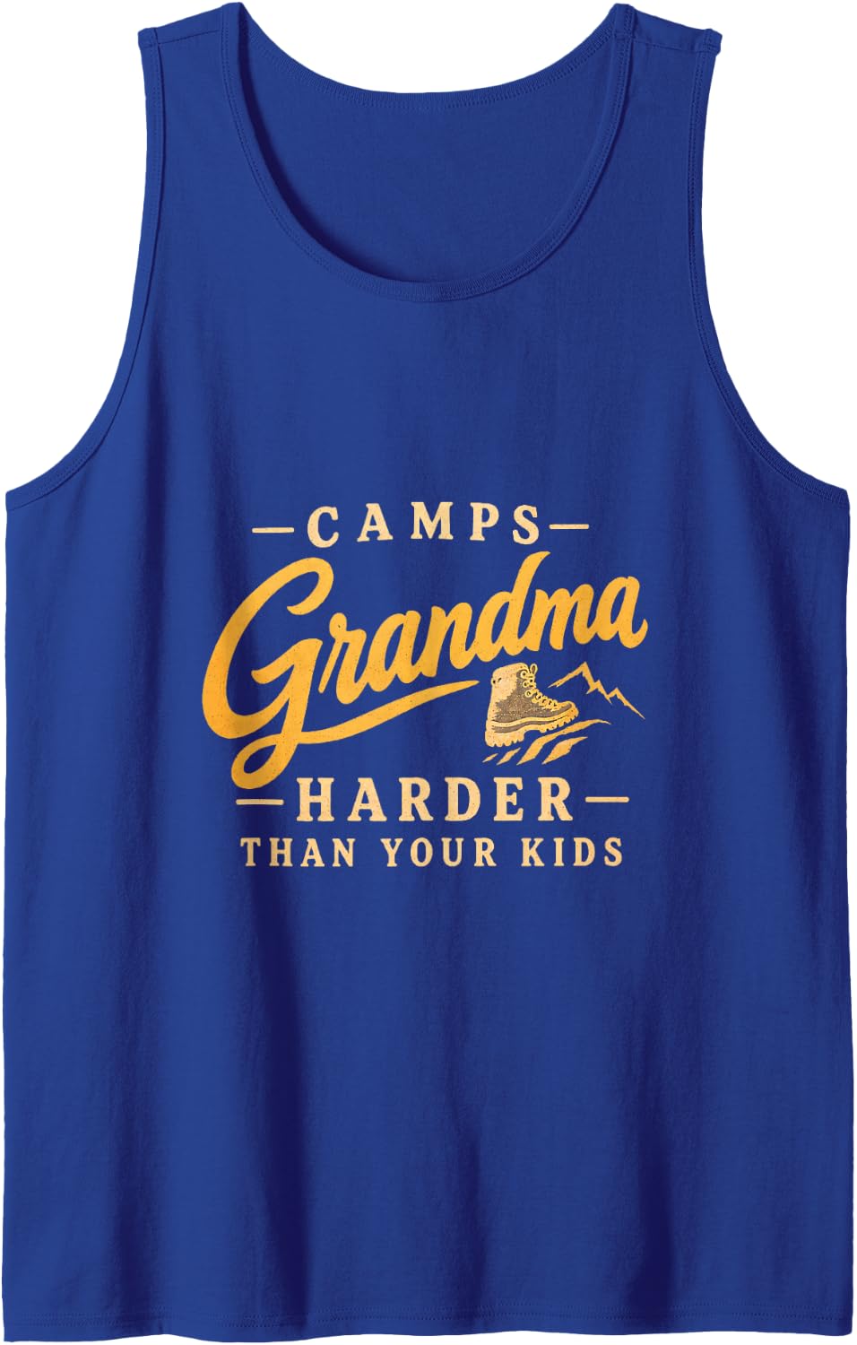Grandma Camps Harder Than Your Kids Funny Outdoor Sleeveless Tank Top - Royal Blue