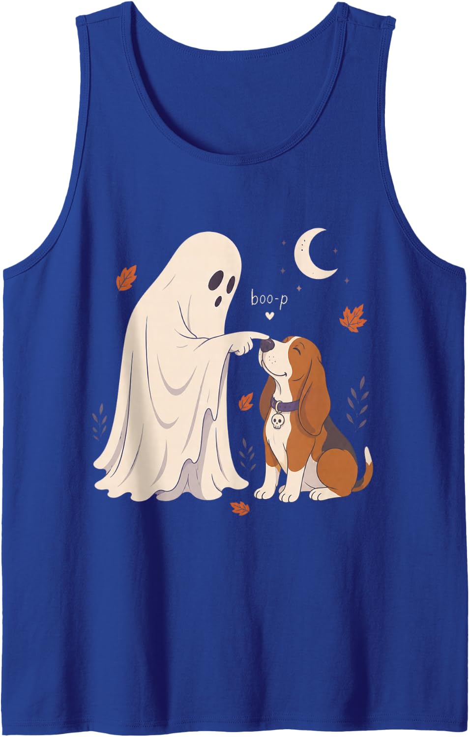 Funny Ghost Basset Hound Dog Boop Halloween Women Men Tank Top - Royal Blue