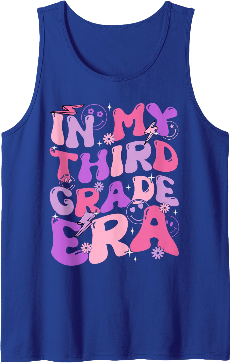 in My Third Grade, the 3rd Grade Teacher Went Back to School Sleeveless Tank Top - Royal Blue