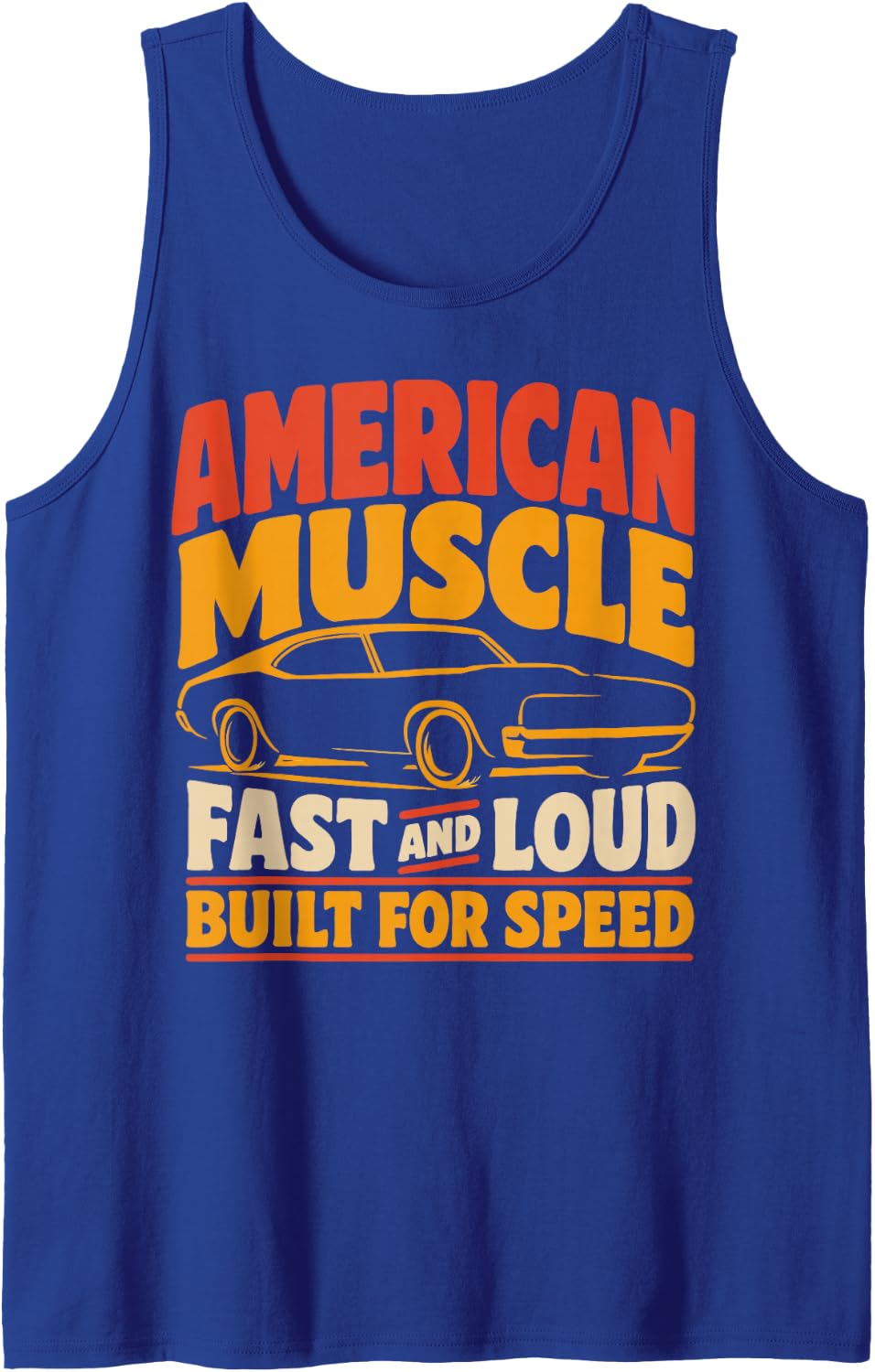 Muscle Car Garage Retro Classic Car Sleeveless Tank Top - Royal Blue