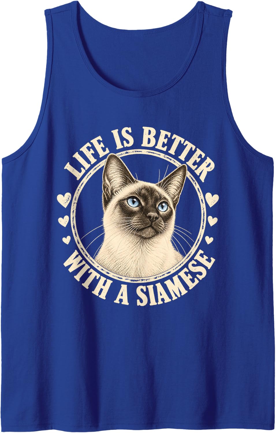 Life is Better with a Siamese Cat Vintage Sleeveless Tank Top - Royal Blue