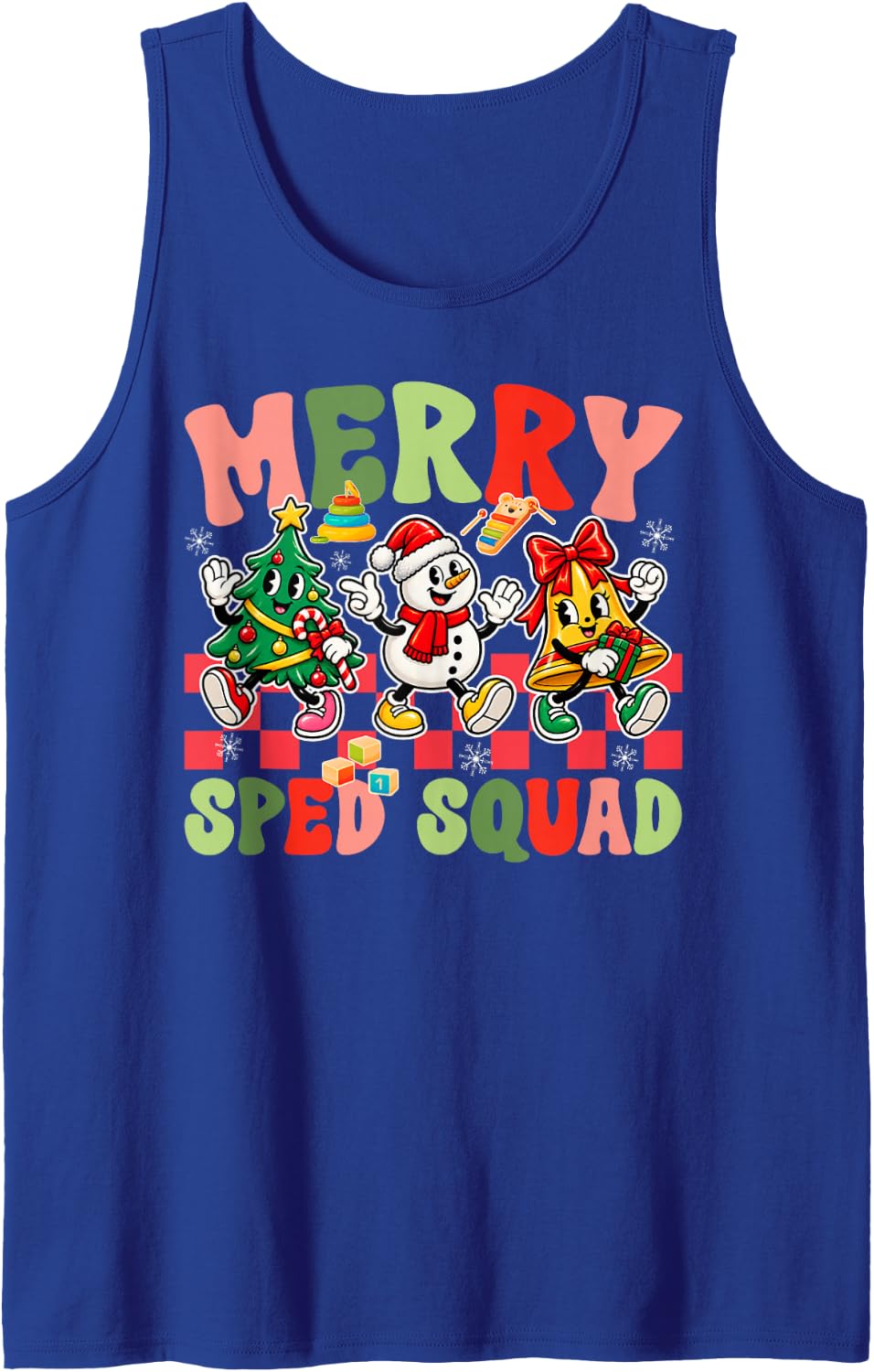 Merry SPED Squad SPED Teacher Christmas SPED Teaching Xmas Sleeveless Tank Top - Royal Blue