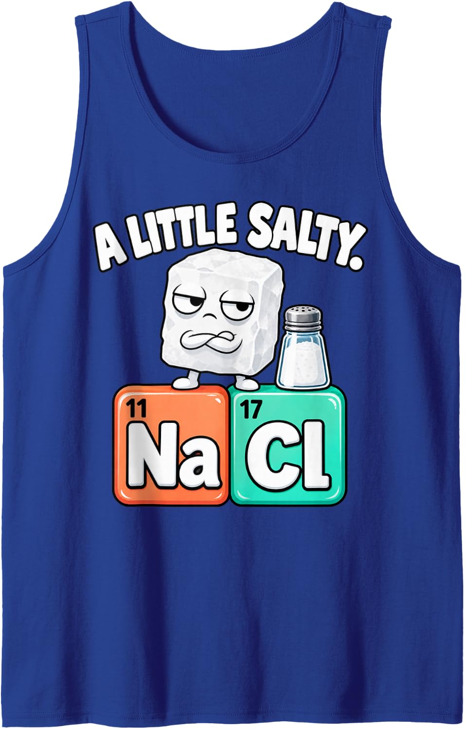 Salt Crystal Chemistry Element Attitude Humor Sleeveless Tank Top - Royal Blue