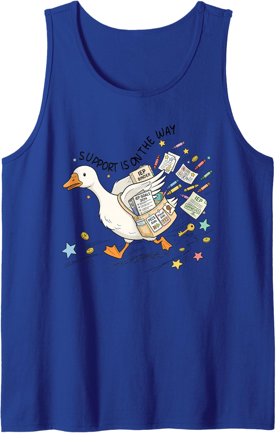 Support is On The Way Silly Goose Special Education Teacher Tank Top - Royal Blue