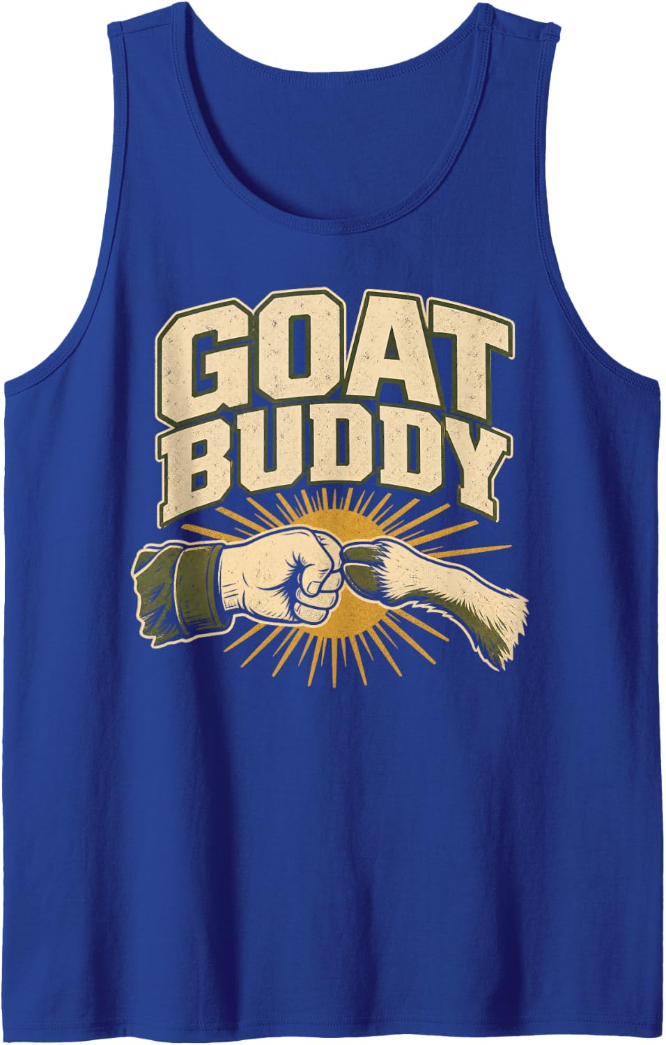 Goat Buddy Fist Bump Farm Sleeveless Tank Top - Royal Blue