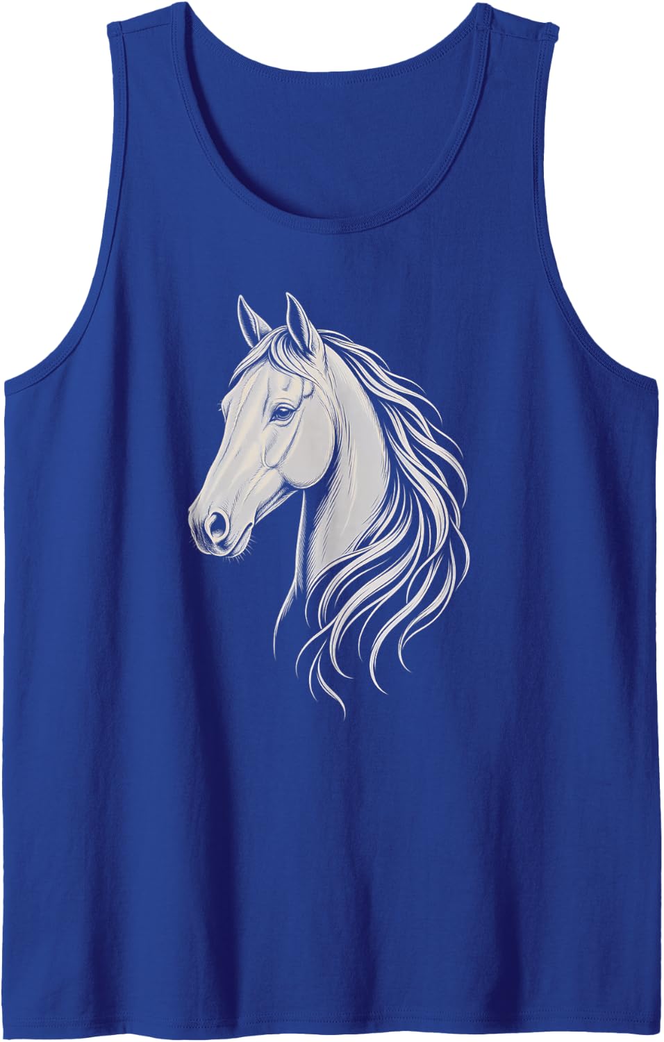 Horse Lover Equestrian Flowing Mane Portrait Sleeveless Tank Top - Royal Blue