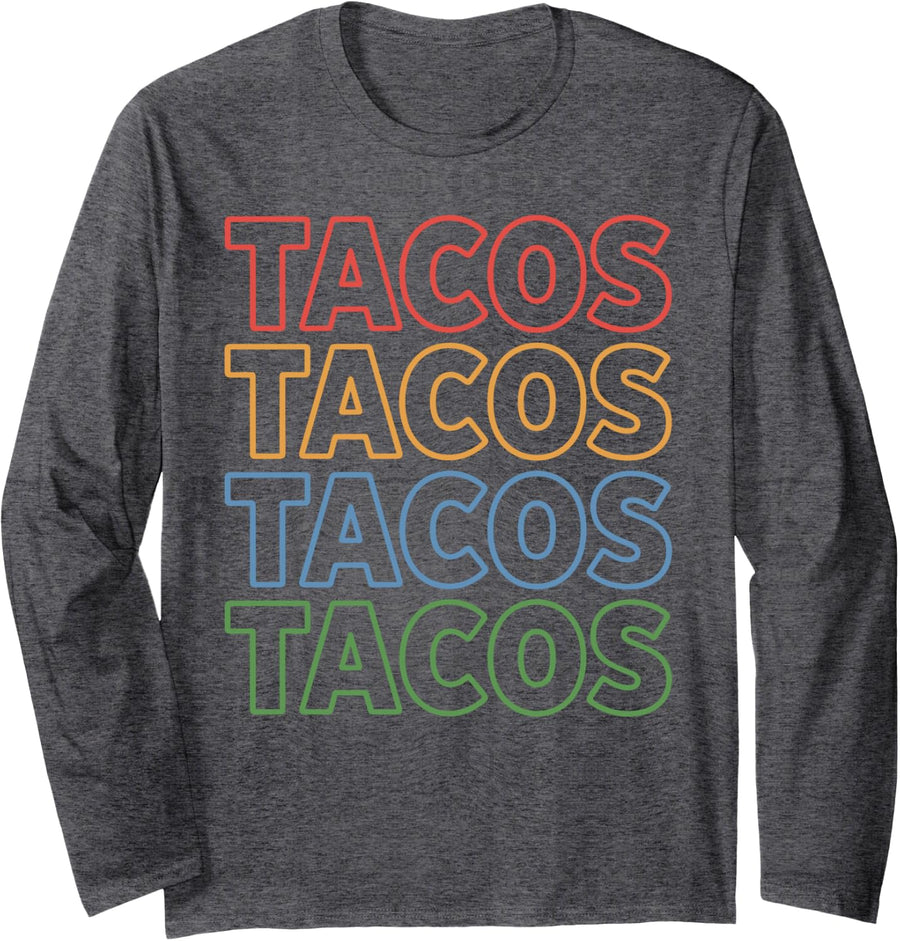 Funny Taco Design for Men Women Cinco De Mayo Taco Tuesday Long Sleeve T-Shirt - Adult Unisex Dark Heather Grey
