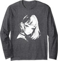 Anime Girl Long Sleeve T-Shirt - Adult Unisex Dark Heather Grey