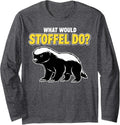 What Would Stoffel do Honey Badger Long Sleeve T-Shirt - Adult Unisex Dark Heather Grey