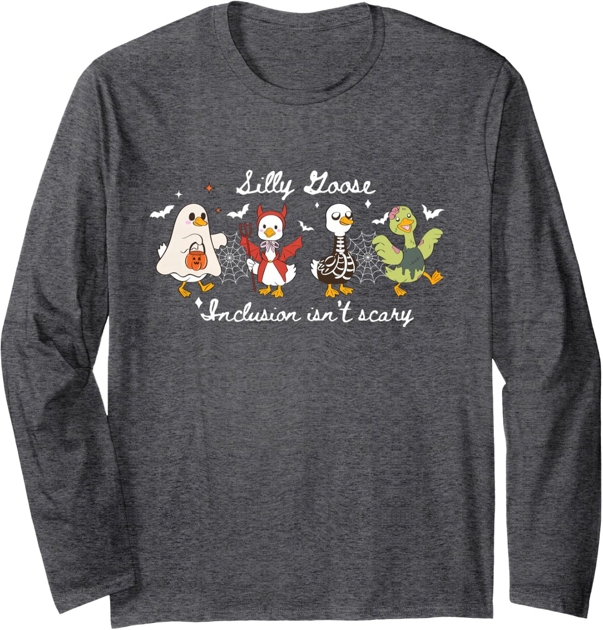 Ghost Silly Goose Spooky Special Education Teacher RBT SPED Long Sleeve T-Shirt - Adult Unisex Dark Heather Grey