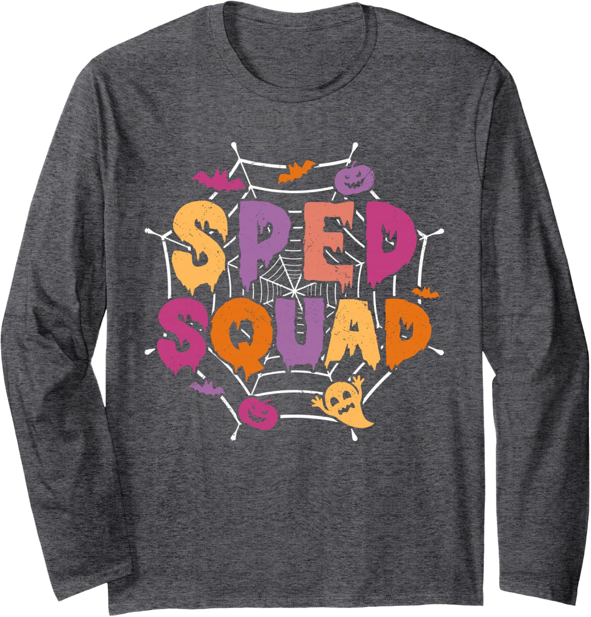 Halloween SPED Squad Matching Special Education Long Sleeve T-Shirt - Adult Unisex Dark Heather Grey