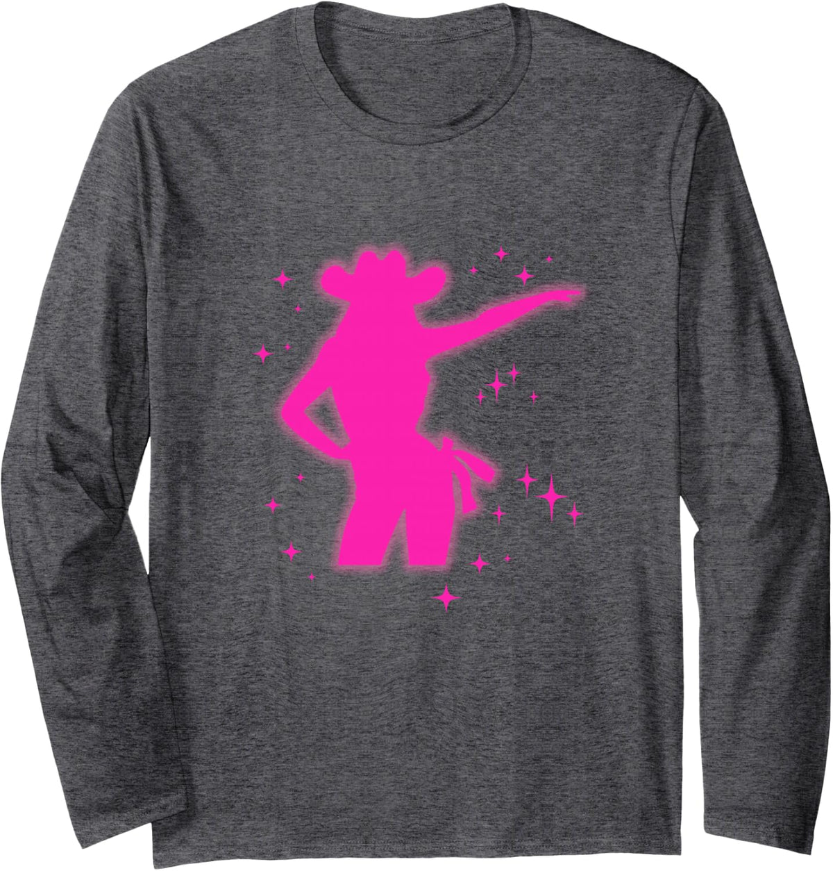 Pony and Heels Lover Pink Girls Clubs Disco Birthday Cowgirl Long Sleeve T-Shirt - Adult Unisex Dark Heather Grey