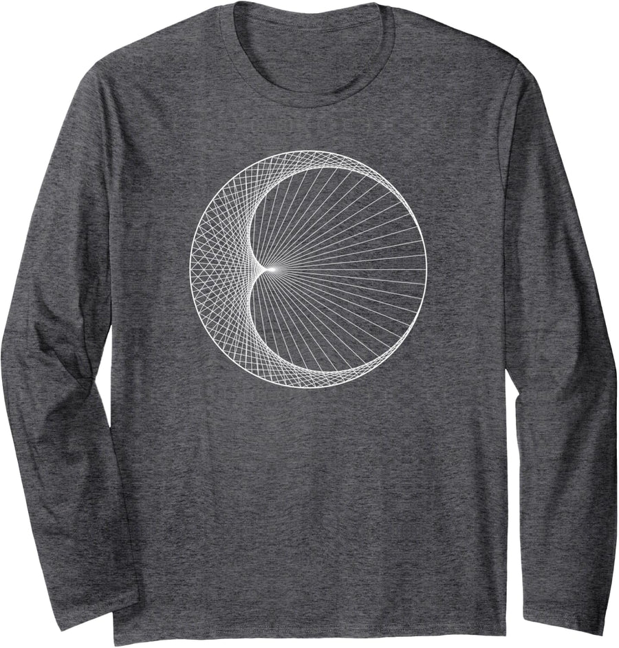 Cardioid Math Geometry Design Long Sleeve T-Shirt - Adult Unisex Dark Heather Grey