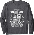 School of Rock Distressed Crest Long Sleeve T-Shirt - Adult Unisex Dark Heather Grey