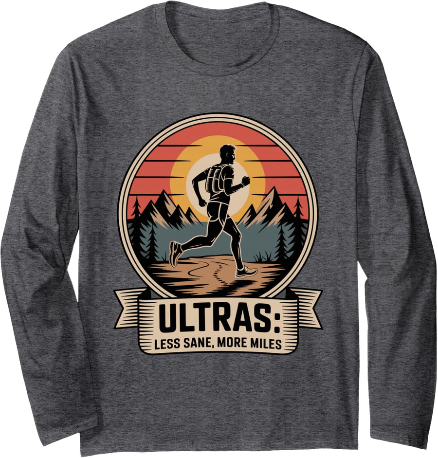 Ultra Running Endurance Marathon Mountain Run Long Sleeve T-Shirt - Adult Unisex Dark Heather Grey