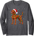 Vizsla Dog Christmas Santa Hat Xmas Pet Dog Lover Long Sleeve T-Shirt - Adult Unisex Dark Heather Grey