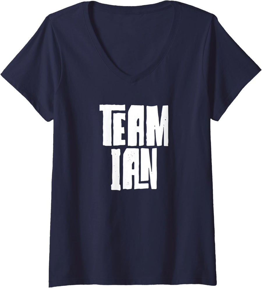 Women's Team Ian Son Grandson Husband Dad Sports Family Group V-Neck T-Shirt - Navy Blue