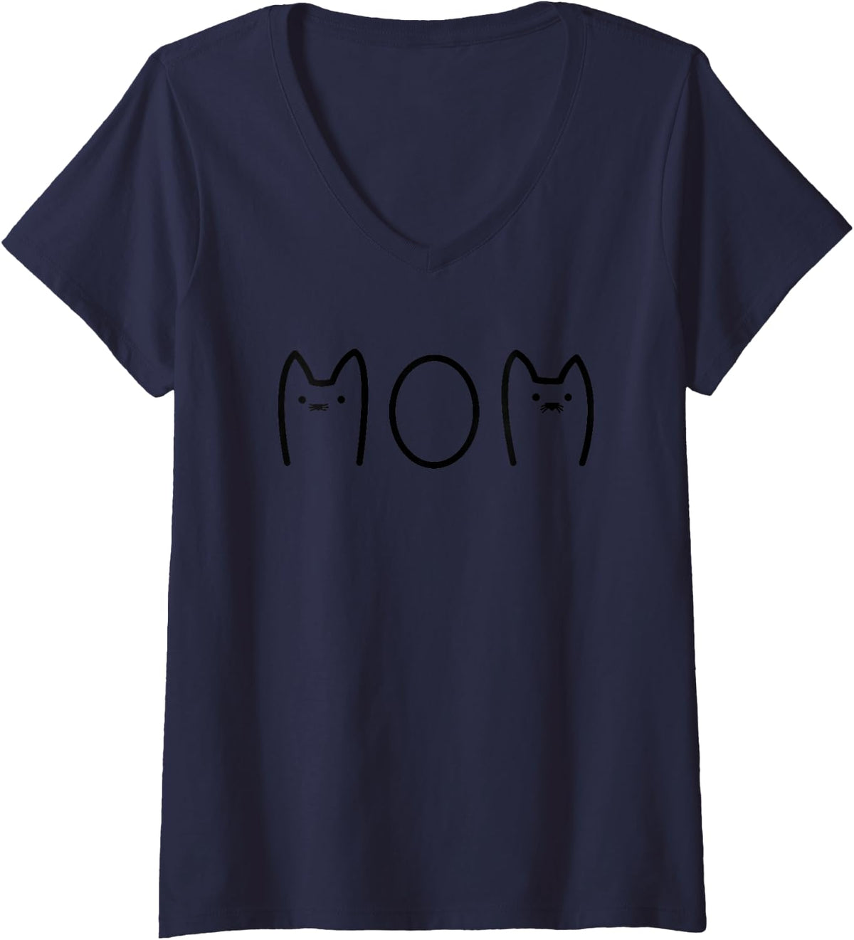 Women's Funny Cat Mom V-Neck T-Shirt - Navy Blue