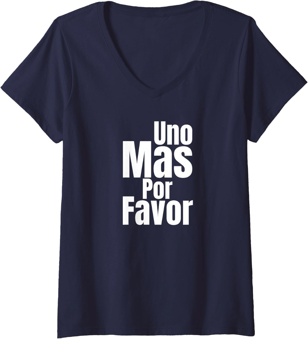 Womens Uno Mas Por Favor V-Neck T-Shirt - Navy Blue
