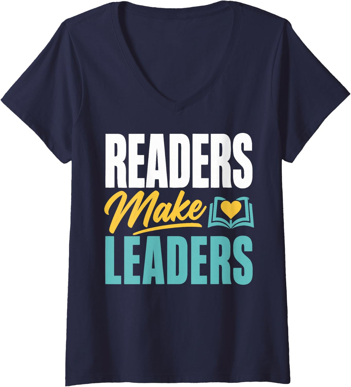 Women's Reading Book Readers V-Neck T-Shirt - Navy Blue