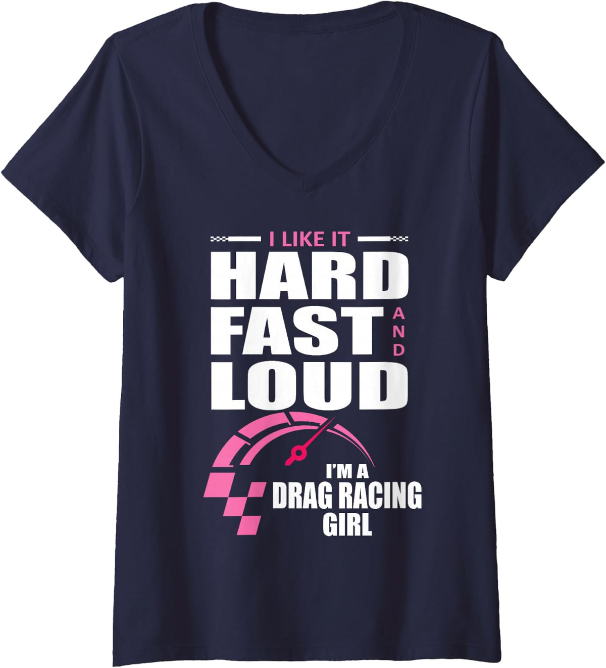 Women's Racing Driver Girl Racing car V-Neck T-Shirt - Navy Blue