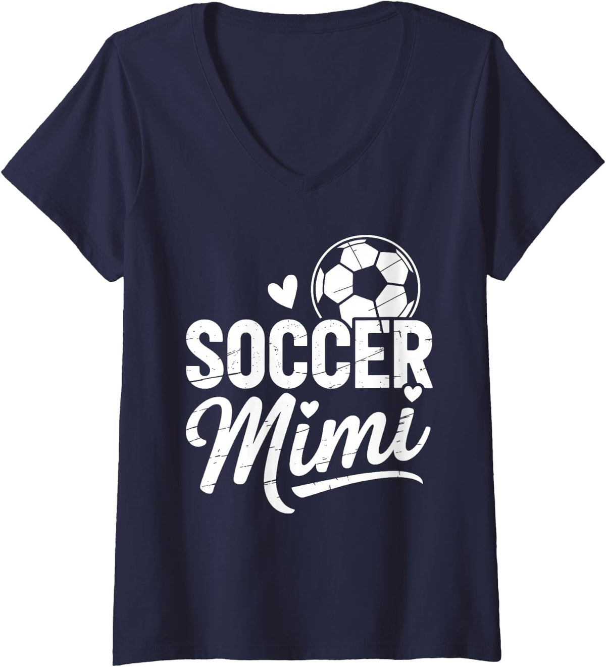 Women's Funny Soccer Mimi Art for Women Girls Mom Player Soccer Mimi V-Neck T-Shirt - Navy Blue