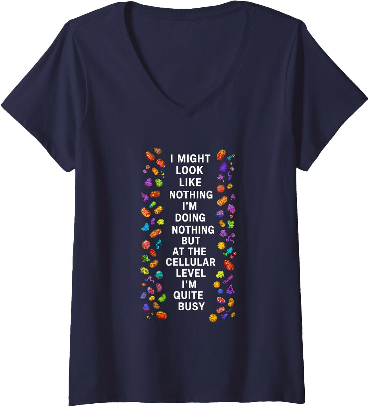 Women's Funny Saying Might Look Like Im Doing Nothing V-Neck T-Shirt - Navy Blue