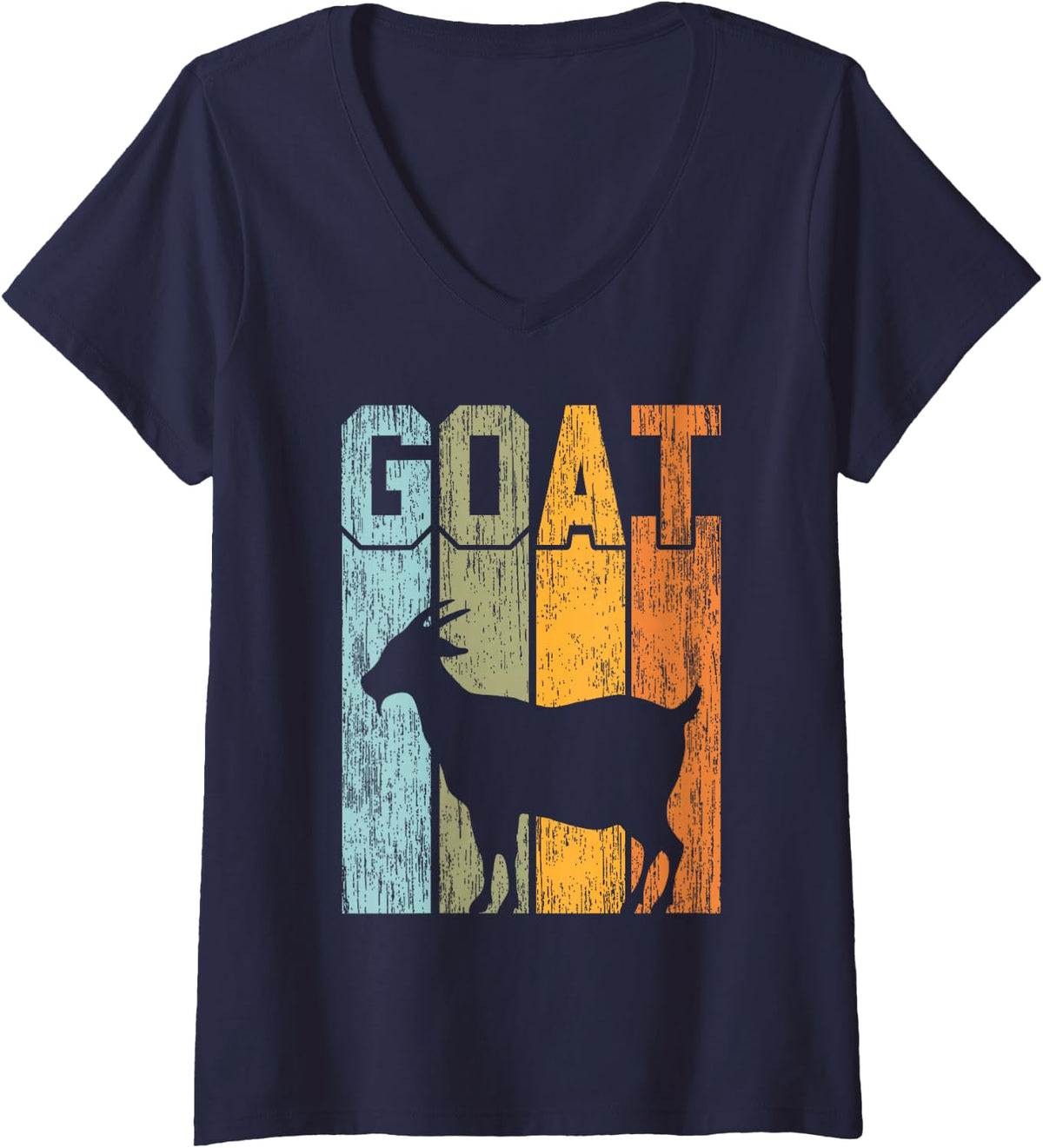 Women's Goat Vintage Goat V-Neck T-Shirt - Navy Blue