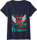 Womens Happy Birthday Mom in Heaven Memorial Angel Family Love V-Neck T-Shirt - Navy Blue
