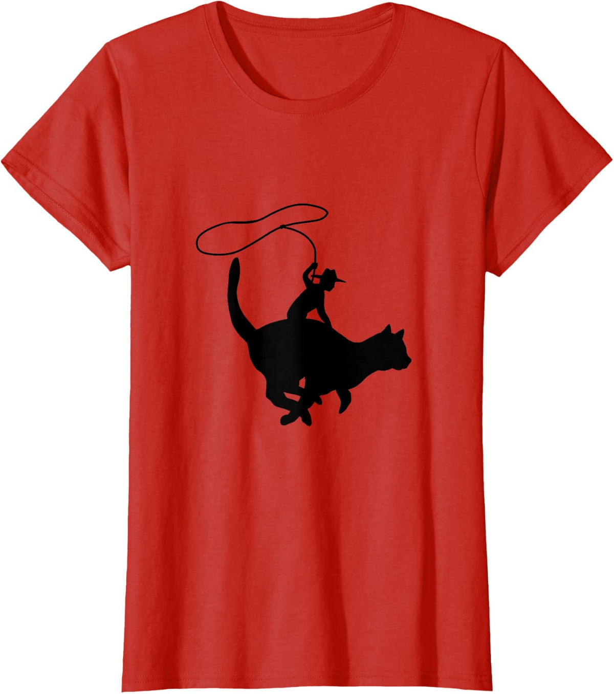 Cowboy Cat Herder on Cat T-Shirt - Red