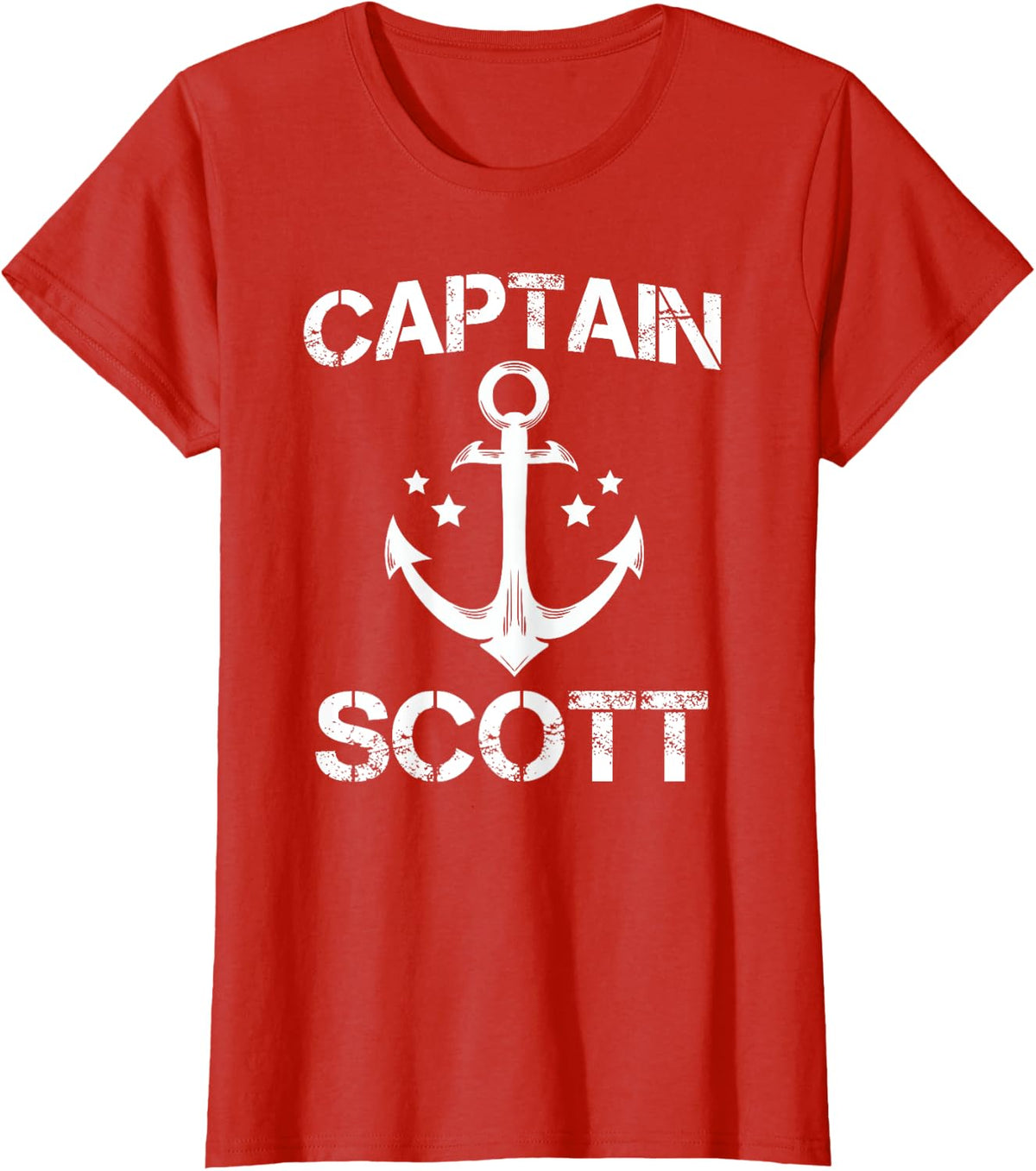 CAPTAIN SCOTT Funny Birthday Personalized Name Boat Gift T-Shirt - Red