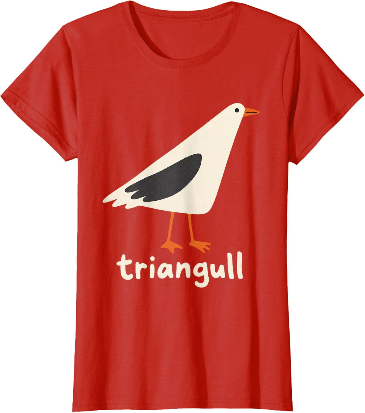 Triangull Funny Seagull Math Geometry Bird Pun T-Shirt - Red