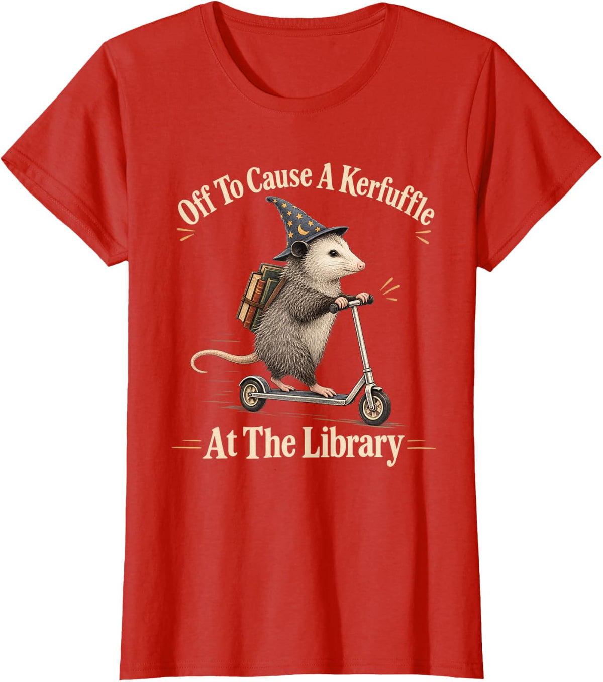 Off to Cause A Kerfuffle At The Library Funny Book Lover Rat T-Shirt - Red