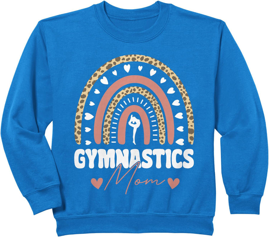 Gymnastics Mom Rainbow Leopard Cute Gymnast Women Girls Sweatshirt - Royal Blue