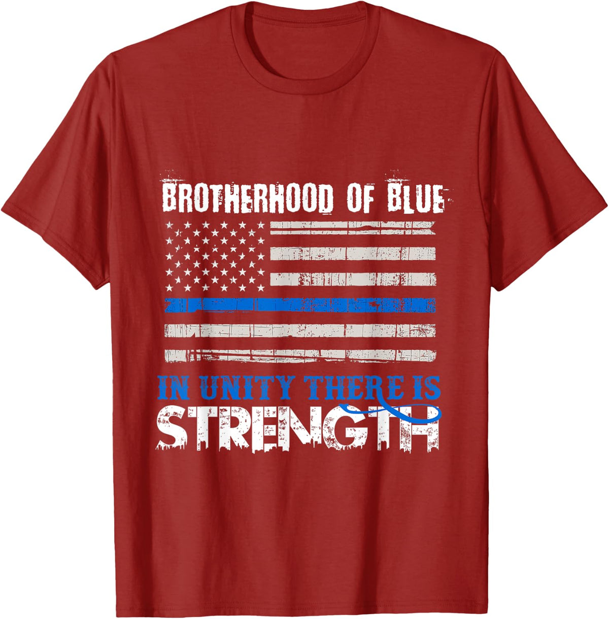 Thin Blue Line Flag Police Supporters Gear Equipment T-Shirt - Cranberry Red