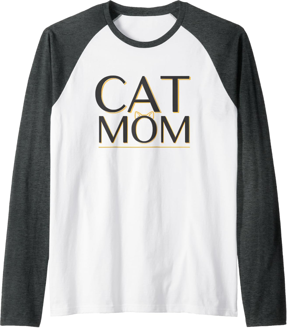 Cat Mom Mama Sweatshirt Raglan Baseball Tee - Dark Heather Grey\/White