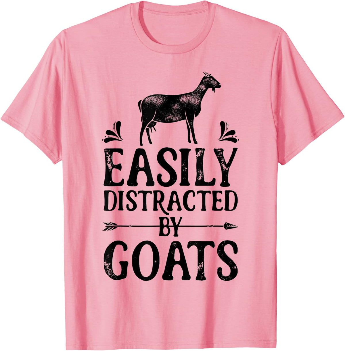 Goat Easily Distracted By Goats Women Men Farm Animal Farmer T-Shirt - Pink