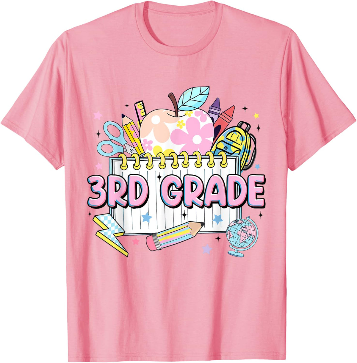 Third Grade Teacher Student Apple 3rd Grade Team Girl Kid T-Shirt - Pink