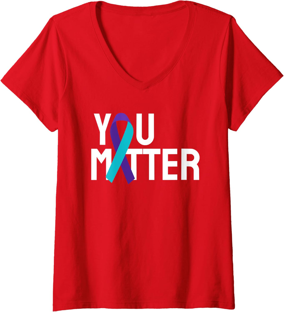 Womens You Matter Suicide Prevention Awareness V-Neck T-Shirt - Red