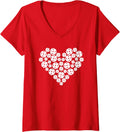 Womens Funny Pickleball Love Heart Shape Valentine T-Shirt V-Neck T-Shirt - Red