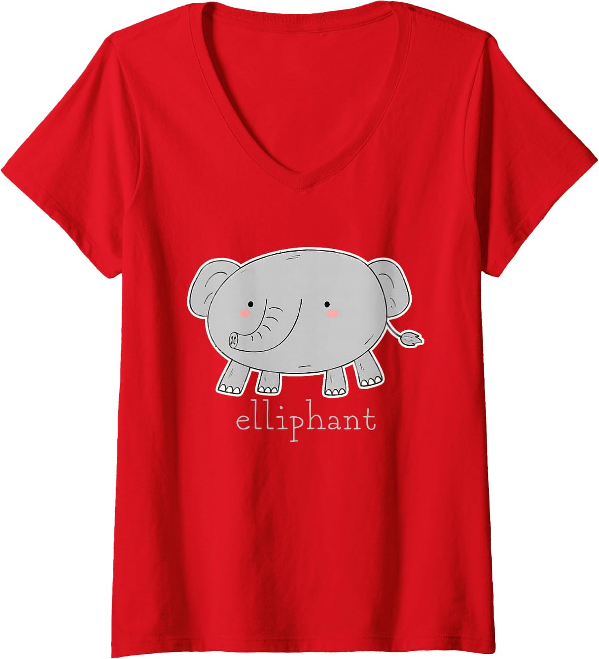 Women's Ellipse Elephant Pun Elliphant Geometry Animal Math Wordplay V-Neck T-Shirt - Red
