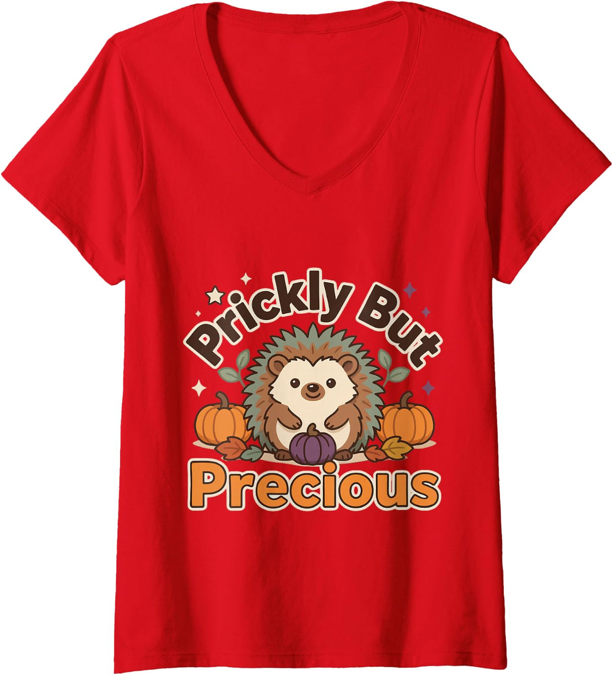 Women's Halloween Hedgehog - Prickly But Precious V-Neck T-Shirt - Red