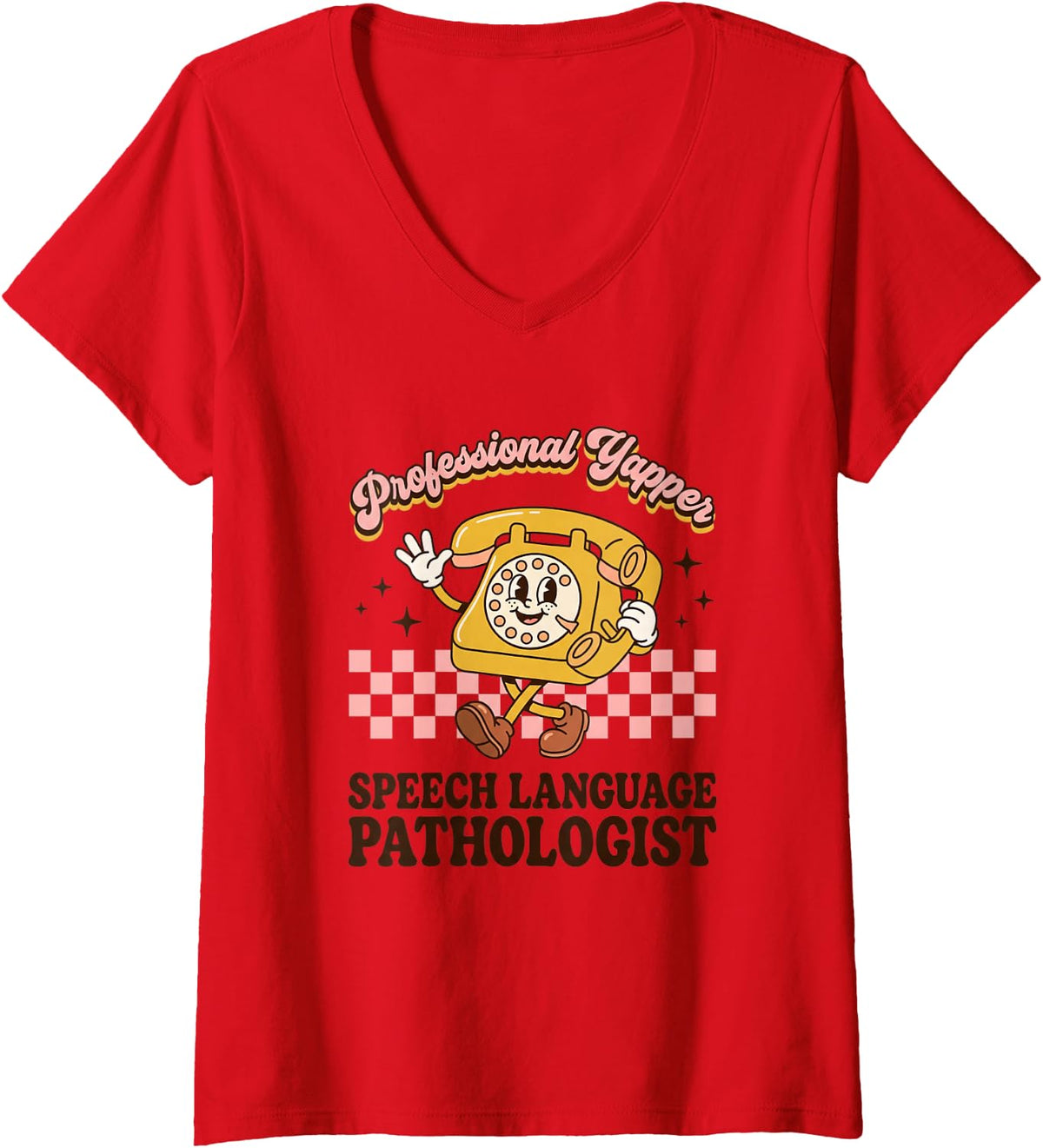 Women's Professional Yapper Speech Language Pathologist SLP Therapy V-Neck T-Shirt - Red