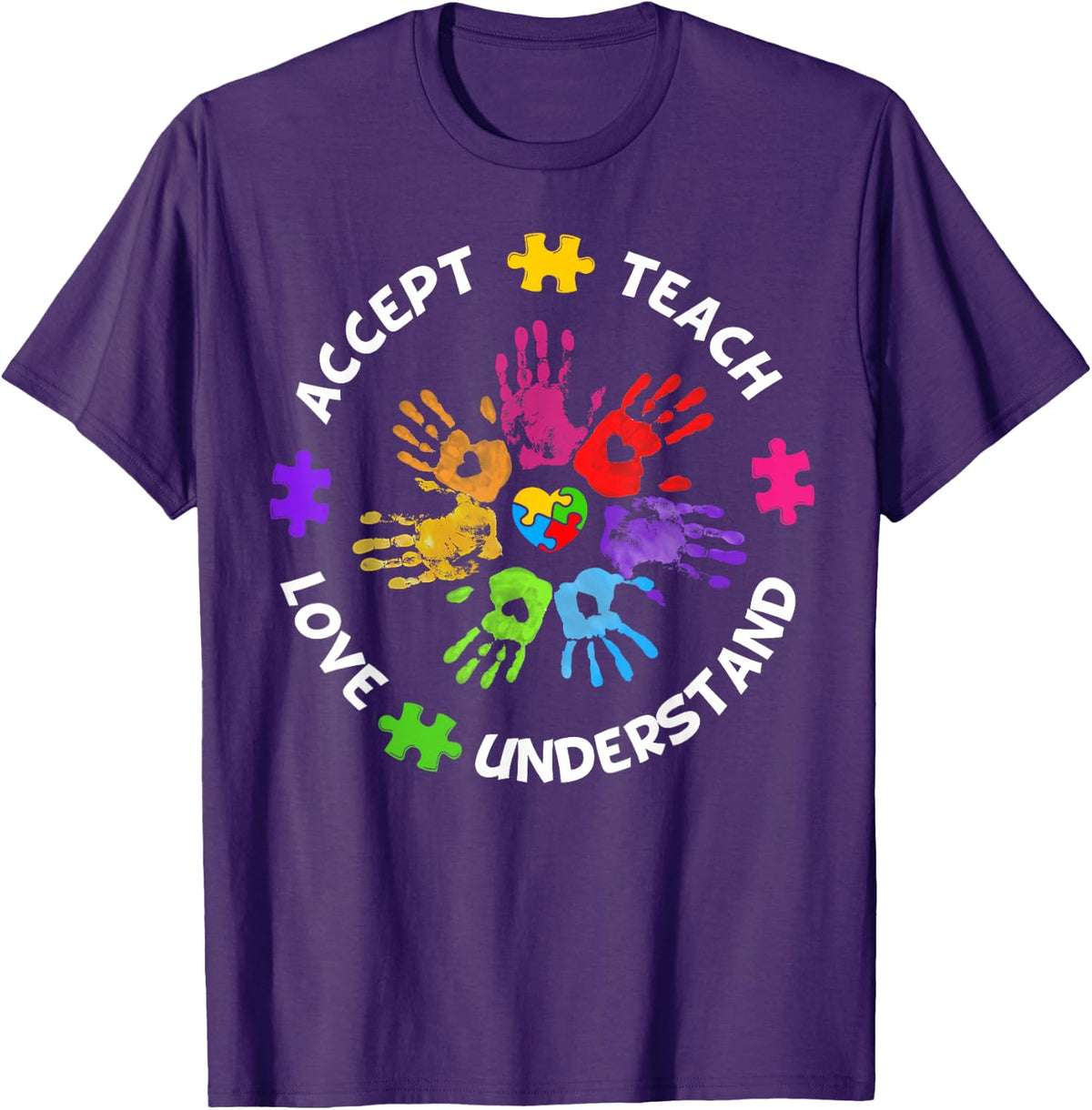 Accept Teach Understand Love Autism Awareness Sped Teachers T-Shirt - Purple