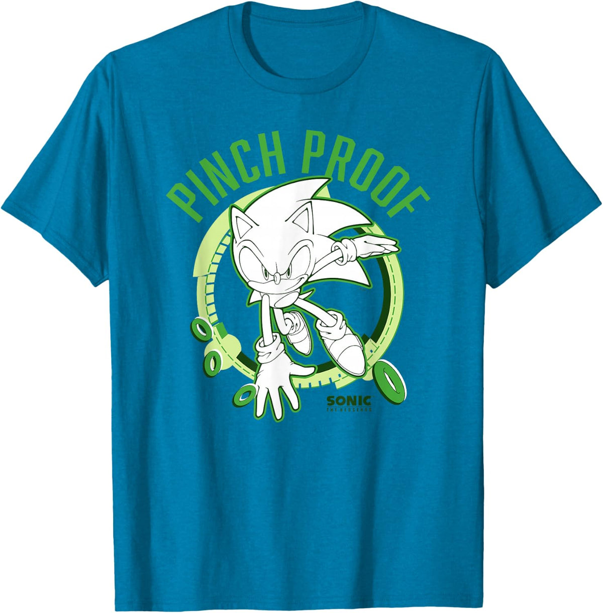 Sonic The Hedgehog St. Patrick's Day Pinch Proof Outline T-Shirt - Sapphire Blue