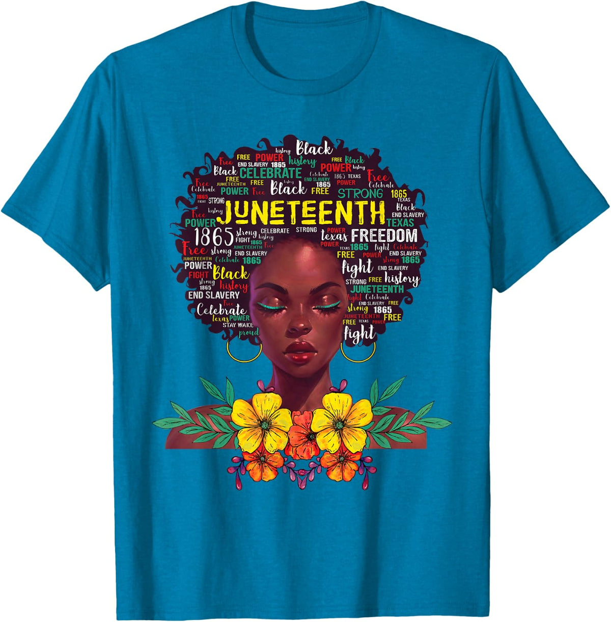 Juneteenth shirts For Women Afro Beautiful Black Pride 2026 T-Shirt - Sapphire Blue