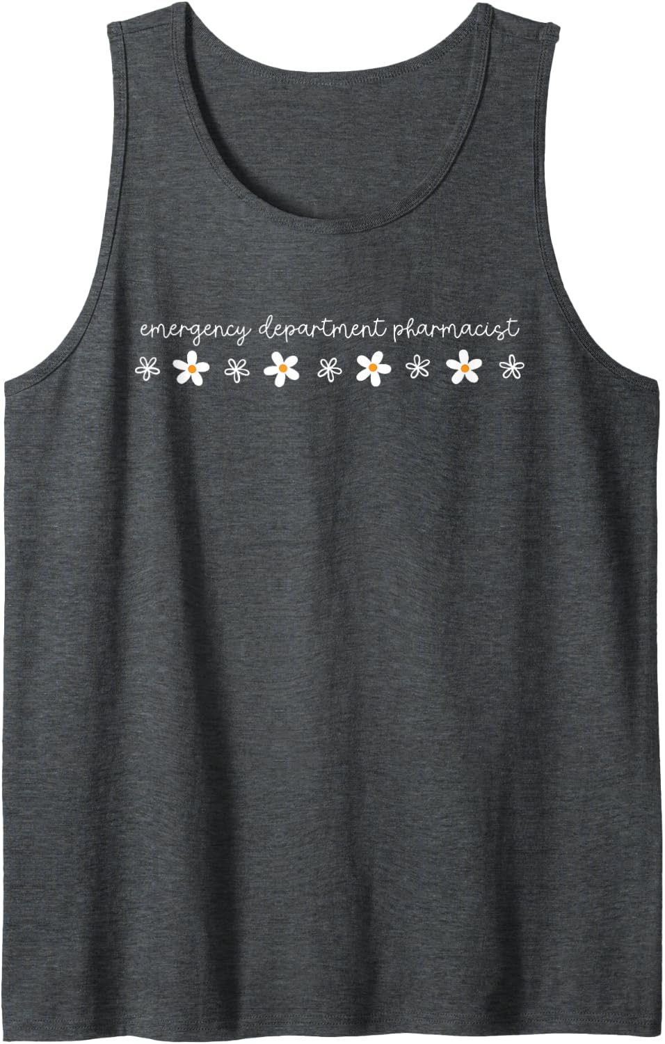 Emergency Department Pharmacist Daisy Flower PharmD Nursing Sleeveless Tank Top - Dark Heather Grey