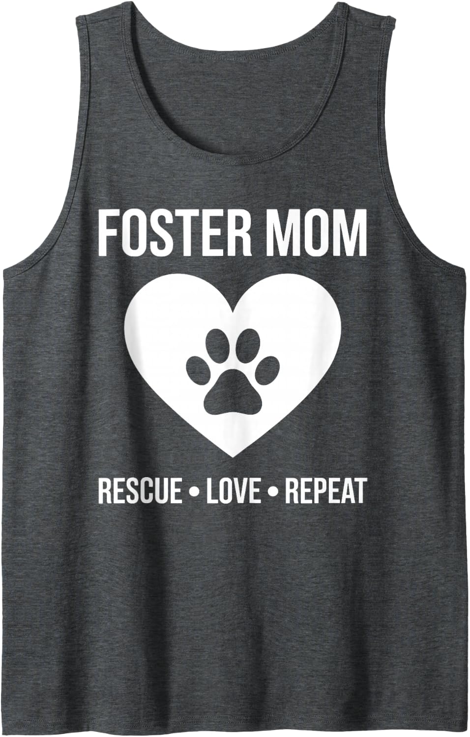 Foster Dog Mom Art for Women Girls Dog Adoption Foster Dog Sleeveless Tank Top - Dark Heather Grey